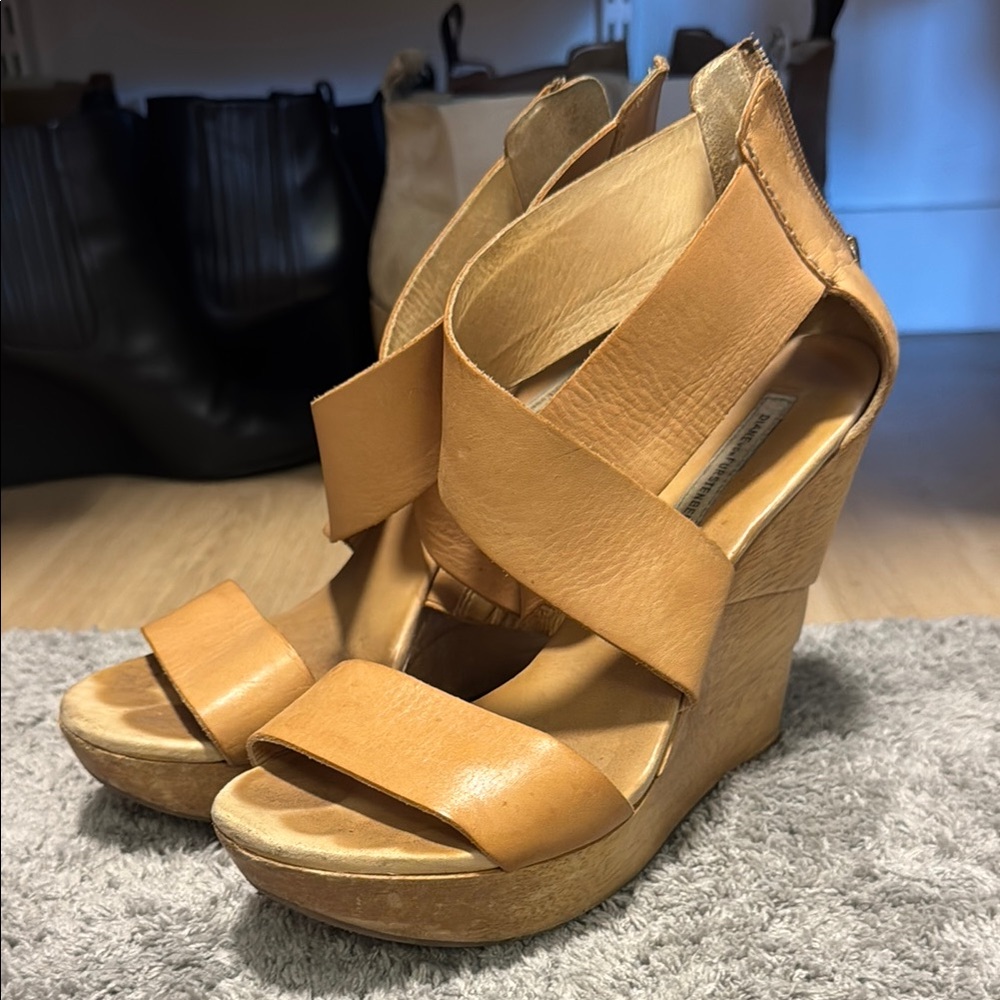 Diane Von Furstenberg 'Opal' Beige Wedge Sandals